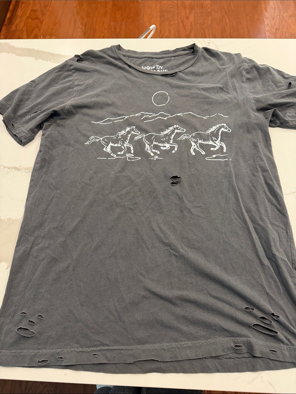 Women’s Charcoal Graphic Tee with Horses